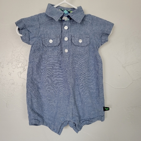 Just One You Carter's Baby Boy 3 Months Denim Blue Short Sleeve One Piece Outfit - Picture 1 of 5